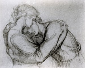 「祝福されたダモゼル」のための研究、1876年頃（紙に黒鉛） 作： Dante Gabriel Charles Rossetti